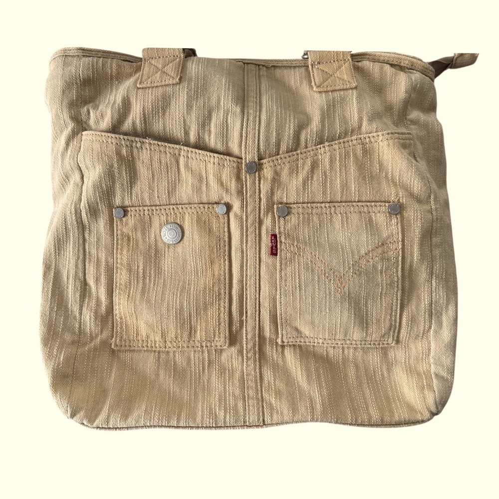 Levi's Tan Denim Shoulder Bag, Purse, Tote, Festival, Boho, Cottagecore, Hippie - Picture 2 of 13